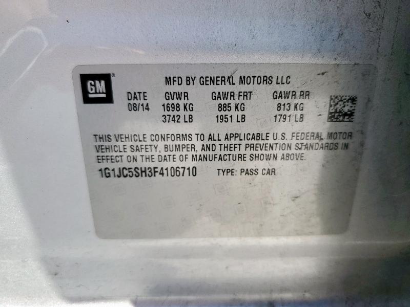 2015 CHEVROLET SONIC LT 1G1JC5SH3F4106710