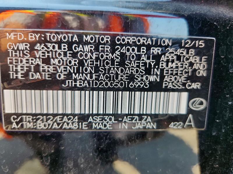 2016 LEXUS IS 200T JTHBA1D20G5016993