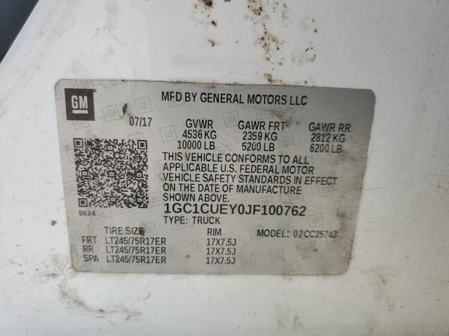 2018 CHEVROLET SILVERADO 1GC1CUEY0JF100762