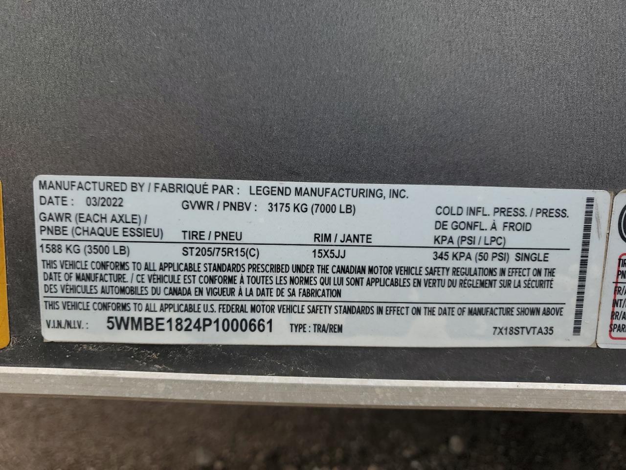 Lot #3302713008 2023 LEGEND UNKNOWN