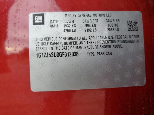 2016 CHEVROLET MALIBU HYB 1G1ZJ5SU3GF312038