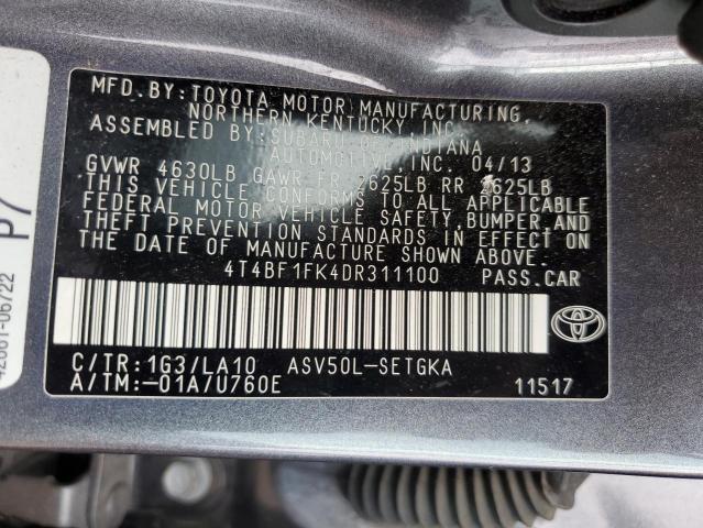 2013 TOYOTA CAMRY L - 4T4BF1FK4DR311100