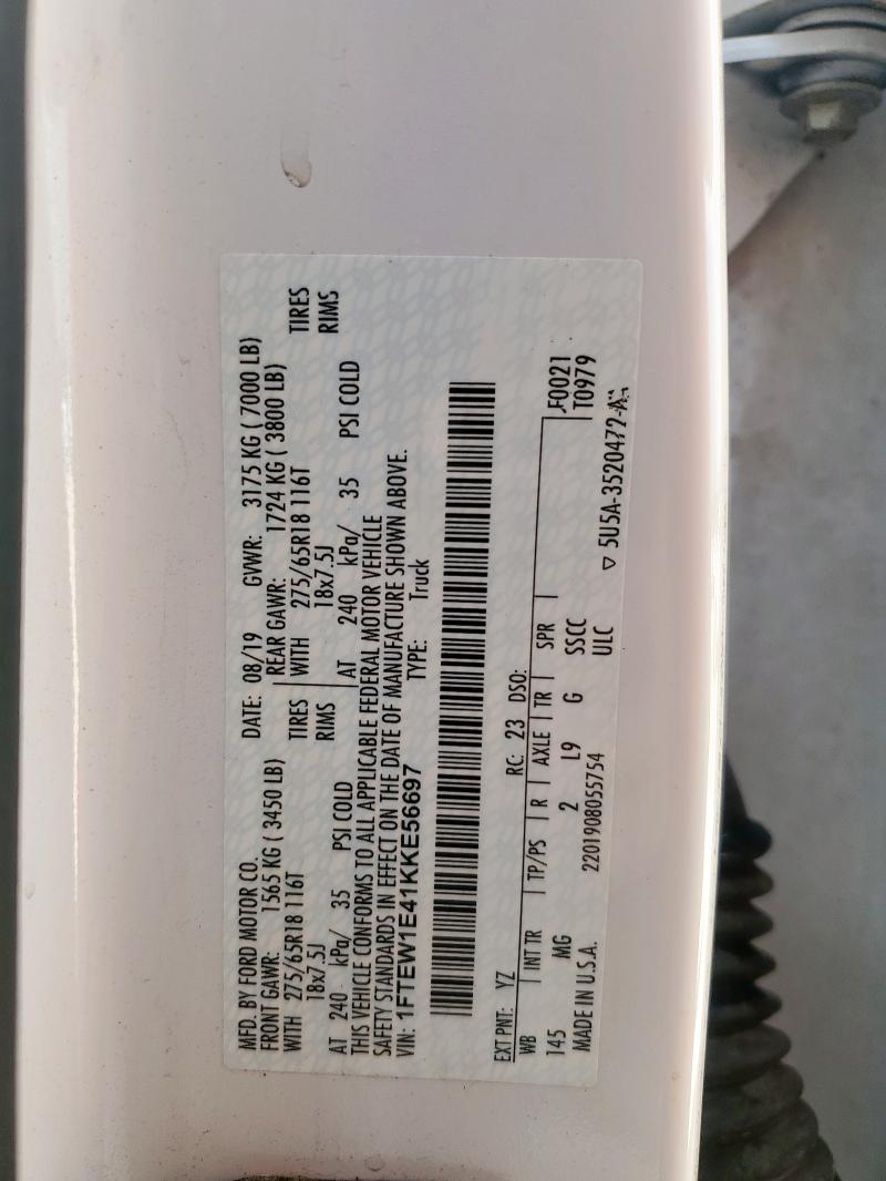 2019 FORD F150 SUPER - 1FTEW1E41KKE56697