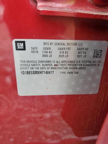 2017 CHEVROLET CRUZE LT 1G1BE5SMXH7148417