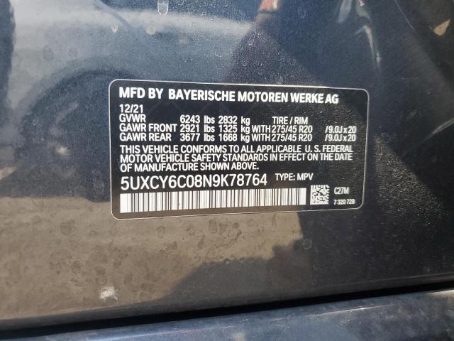 2022 BMW X6 XDRIVE4 5UXCY6C08N9K78764