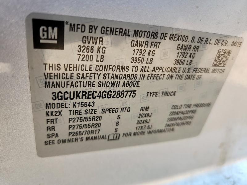 2016 CHEVROLET SILVERADO 3GCUKREC4GG288775