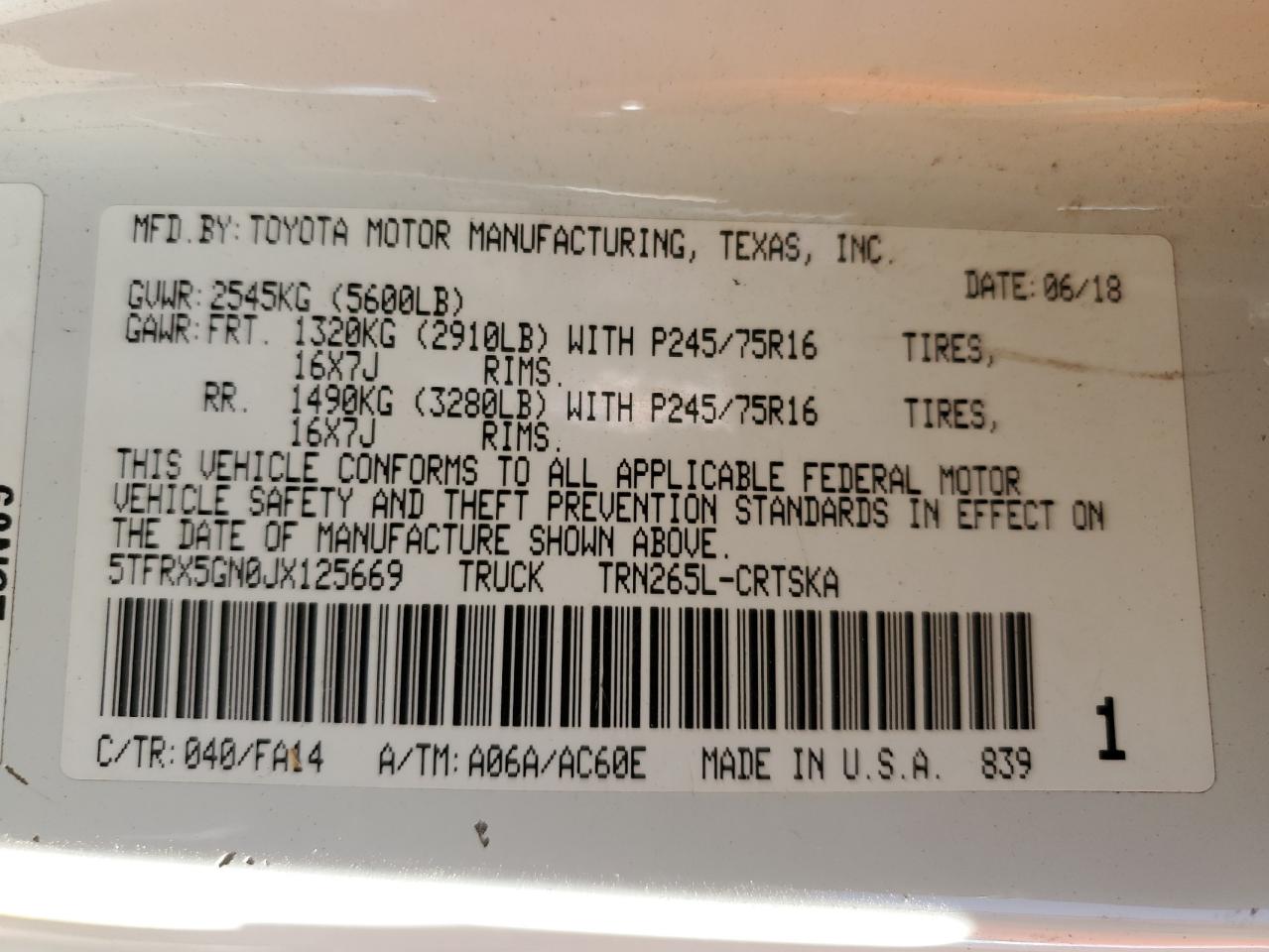 TOYOTA TACOMA ACCESS CAB