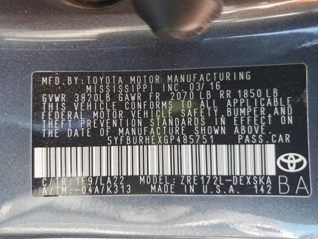 2016 TOYOTA COROLLA L - 5YFBURHEXGP485751