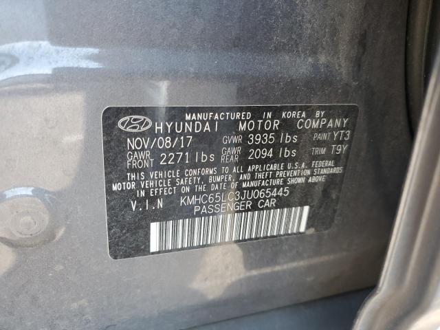 2018 HYUNDAI IONIQ BLUE KMHC65LC3JU065445