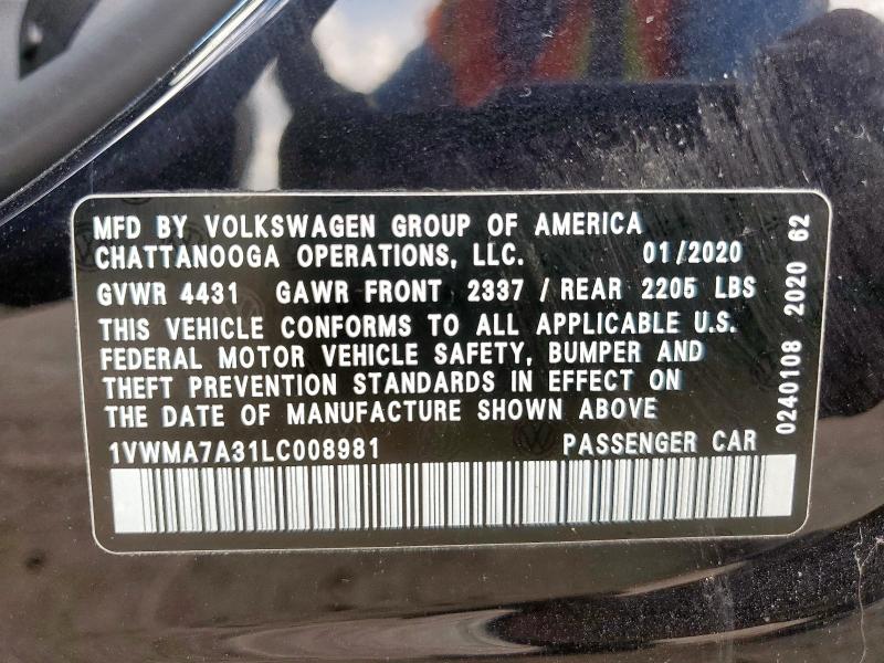 2020 VOLKSWAGEN PASSAT R-LINE 1VWMA7A31LC008981