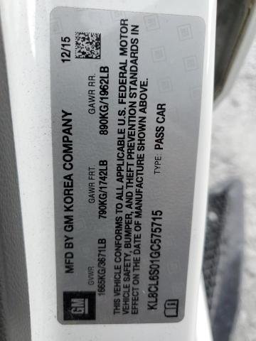 2016 CHEVROLET SPARK EV 2 KL8CL6S01GC575715