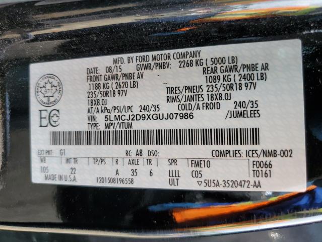 2016 LINCOLN MKC SELECT 5LMCJ2D9XGUJ07986