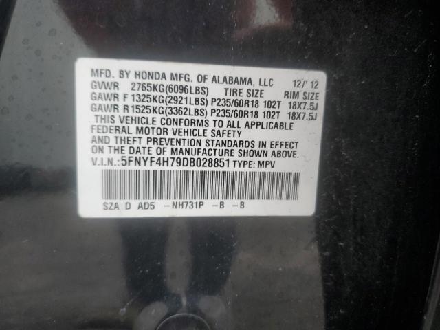 2013 HONDA PILOT EXLN - 5FNYF4H79DB028851