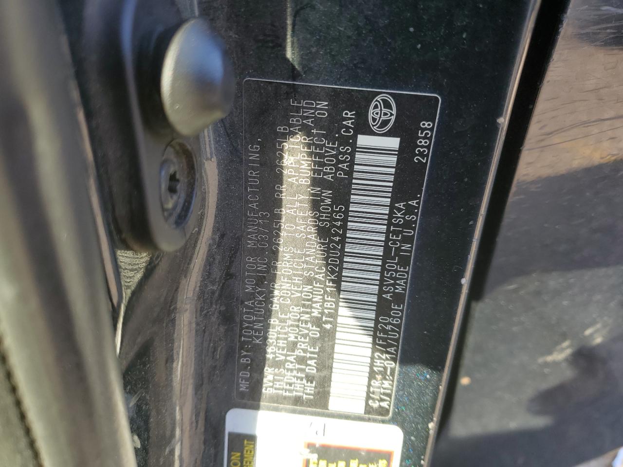 Lot #3281749905 2013 TOYOTA CAMRY L