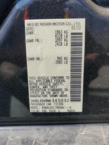 2022 NISSAN ALTIMA SV 1N4BL4DV8NN345032