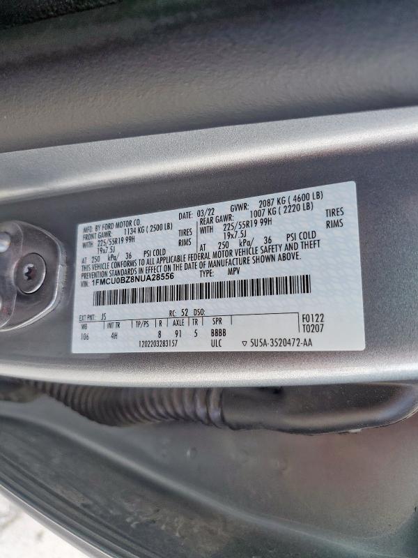 2022 FORD ESCAPE 1FMCU0BZ8NUA28556