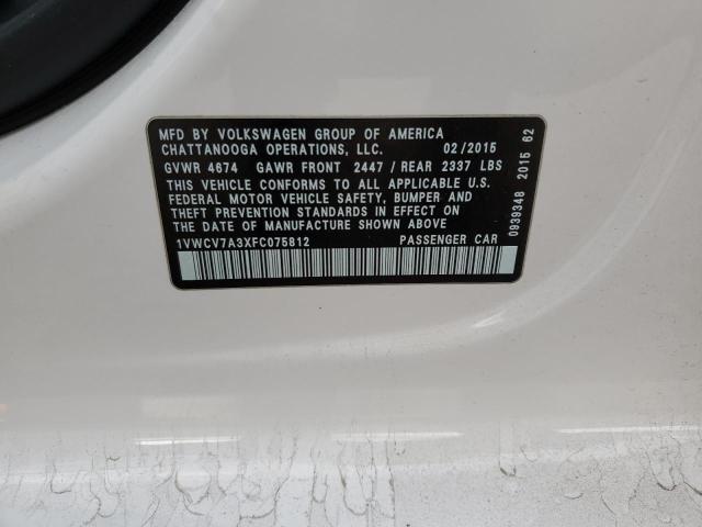 2015 VOLKSWAGEN PASSAT SEL 1VWCV7A3XFC075812