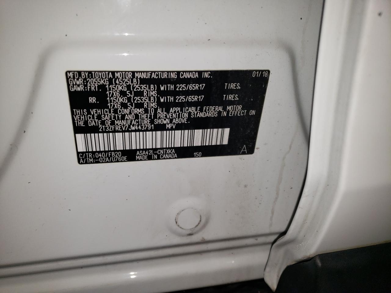 Lot #3312334787 2018 TOYOTA RAV4 LE