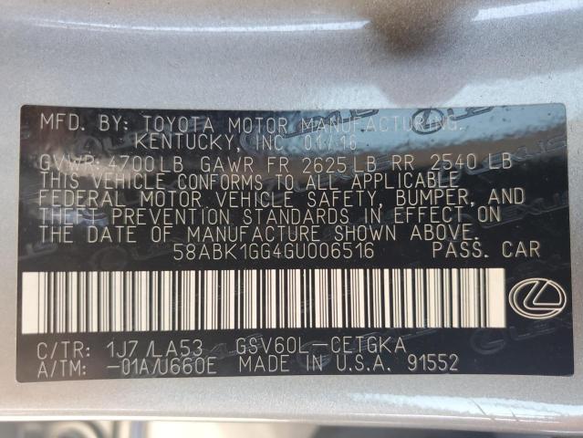 2016 LEXUS ES 350 - 58ABK1GG4GU006516