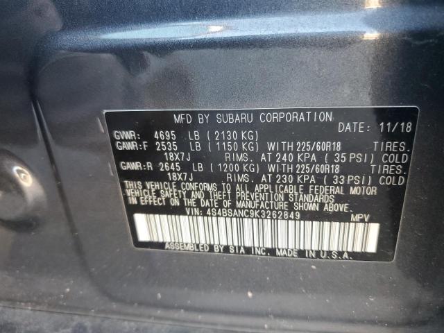 2019 SUBARU OUTBACK 2. 4S4BSANC9K3262849