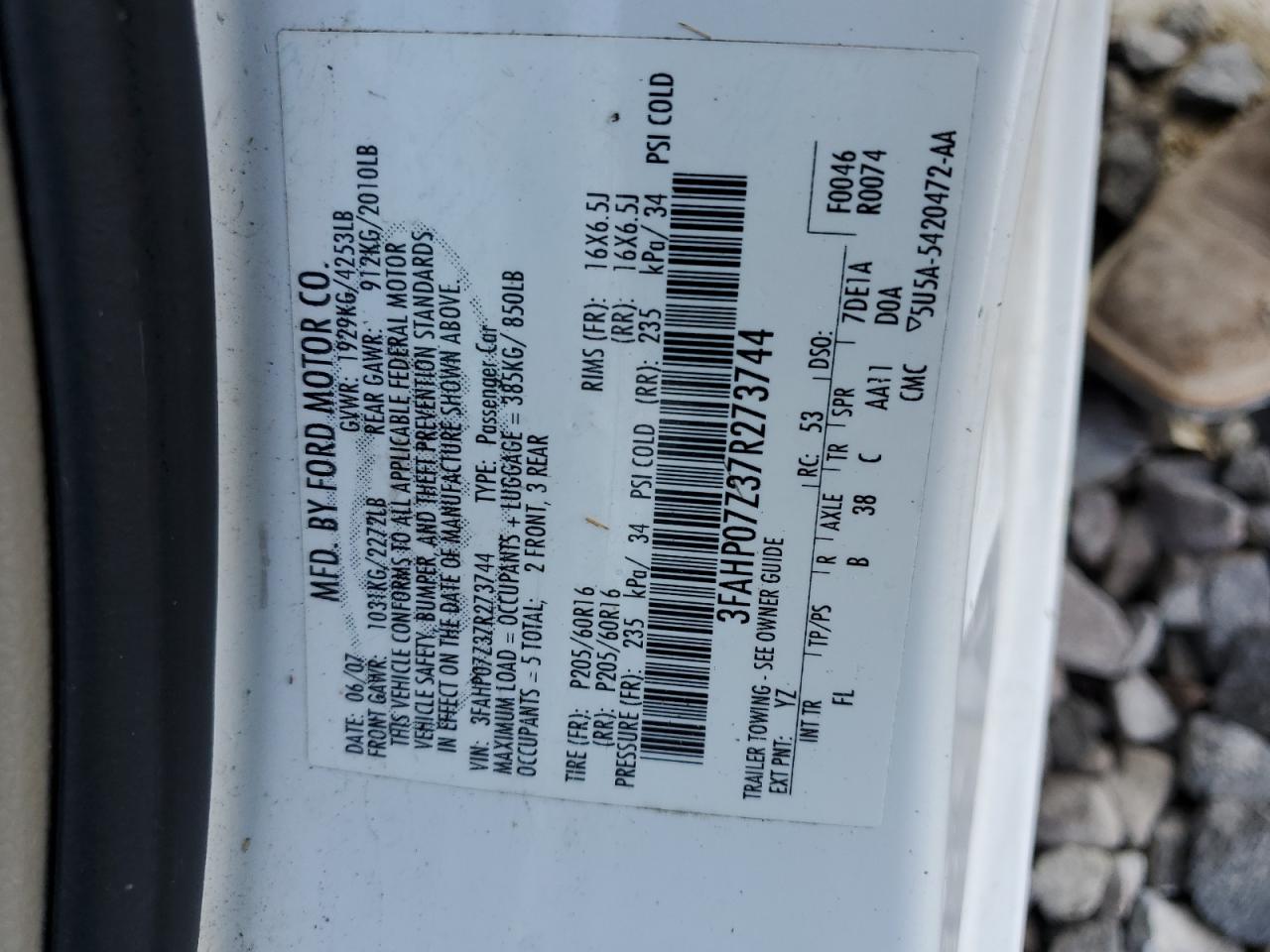 Lot #3292704591 2007 FORD FUSION SE