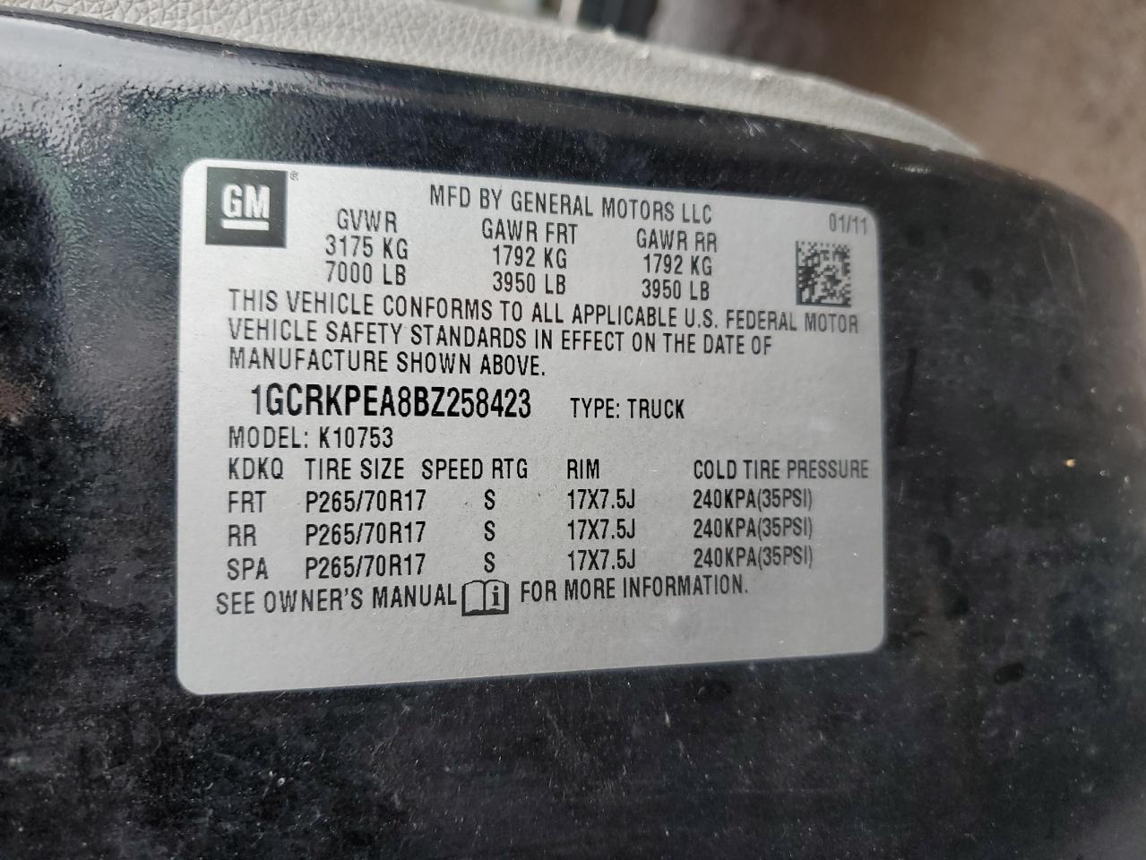 Lot #3308214153 2011 CHEVROLET SILVERADO K1500