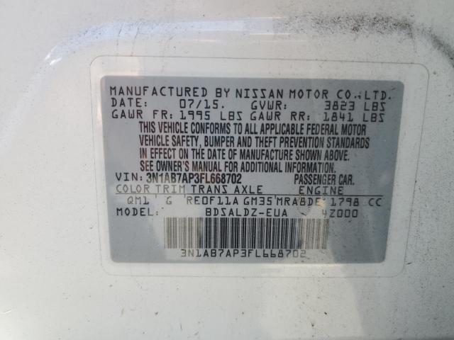 2015 NISSAN SENTRA S 3N1AB7AP3FL668702