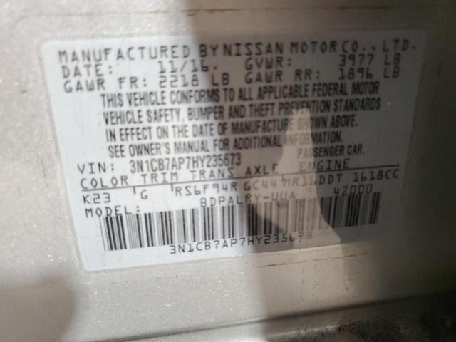 2017 NISSAN SENTRA SR 3N1CB7AP7HY235673