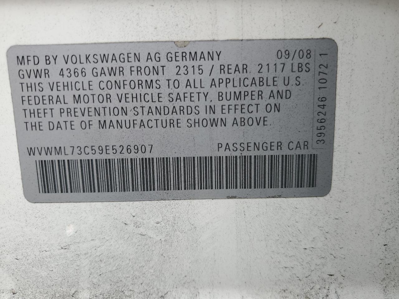 Lot #3271893323 2009 VOLKSWAGEN CC SPORT