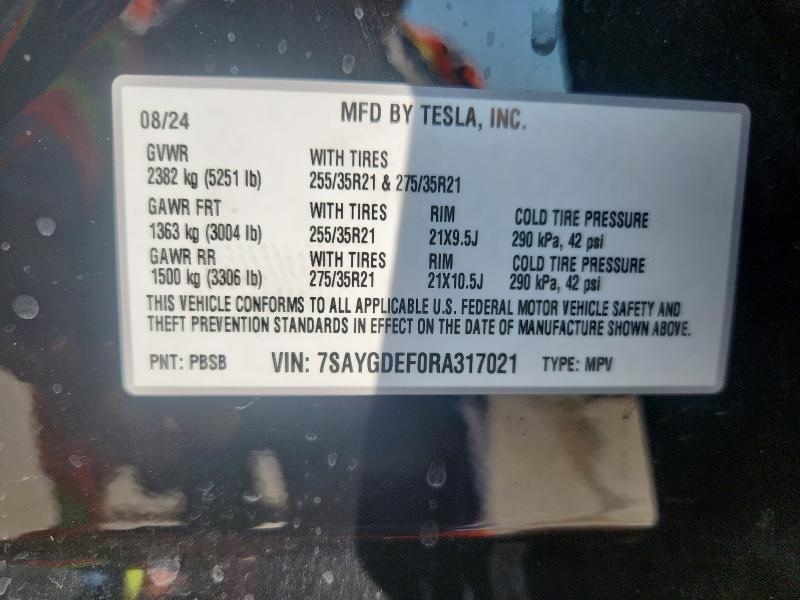 2024 TESLA MODEL Y 7SAYGDEF0RA317021