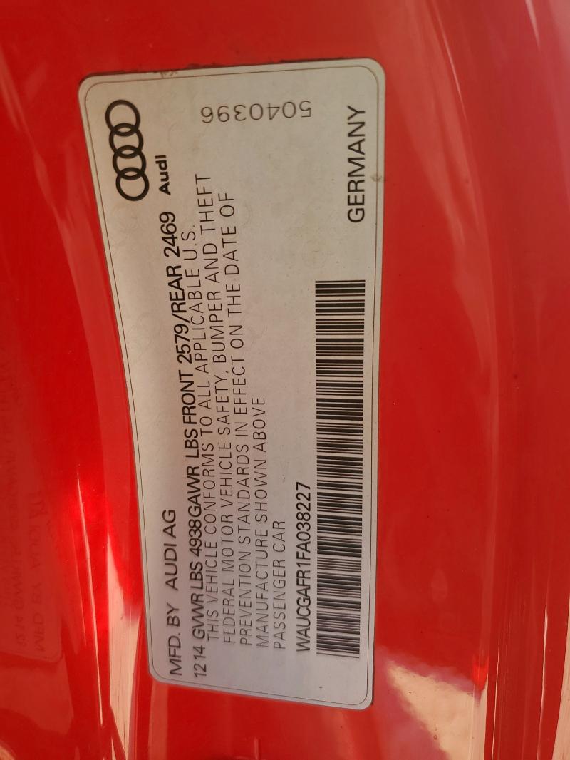 2015 AUDI S5 PREMIUM WAUCGAFR1FA038227