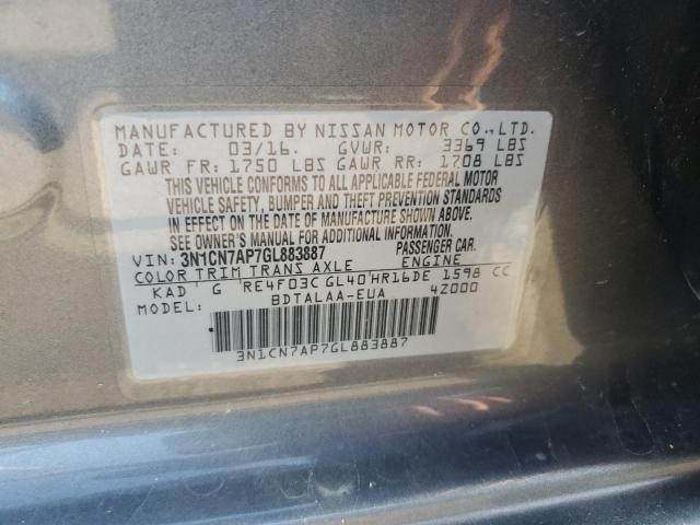 2016 NISSAN VERSA S 3N1CN7AP7GL883887