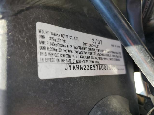2007 YAMAHA YZFR1 - JYARN20E27A007600