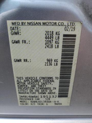 2019 NISSAN ALTIMA SV - 1N4BL4DW6KC195132