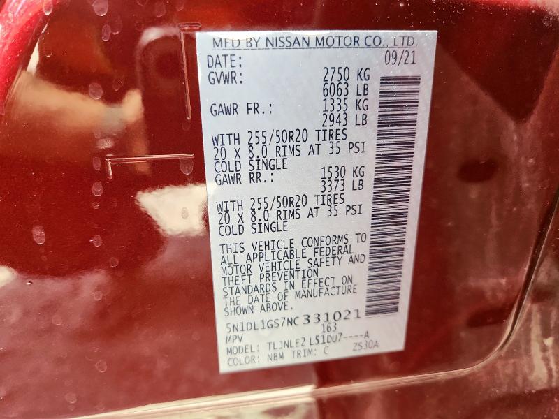 2022 INFINITI QX60 SENSO 5N1DL1GS7NC331021