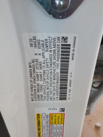 2022 HONDA CIVIC SPOR - 2HGFE2F57NH600707