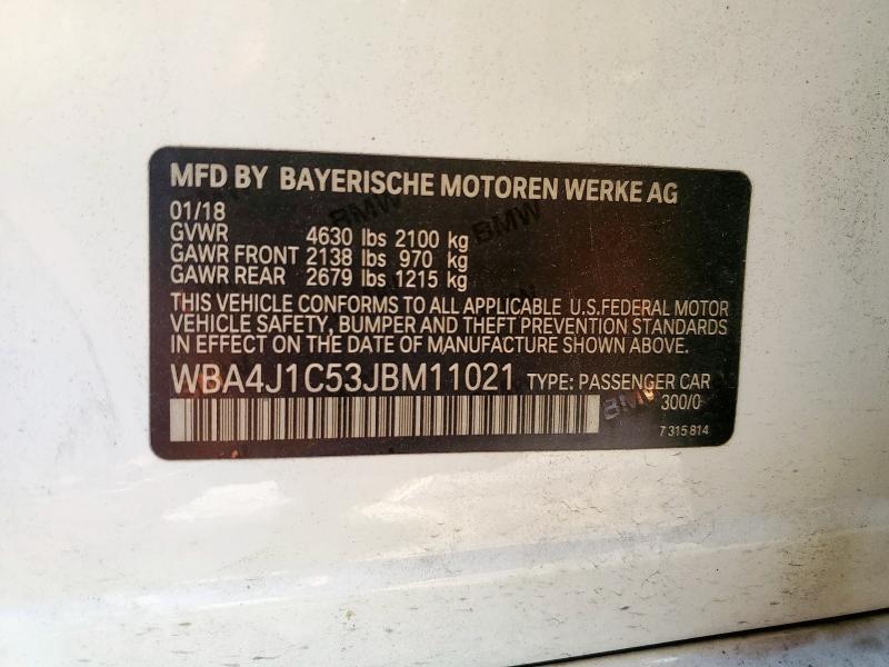 2018 BMW 430I GRAN WBA4J1C53JBM11021