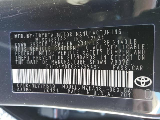 2025 TOYOTA COROLLA LE 5YFB4MDE0SP255492