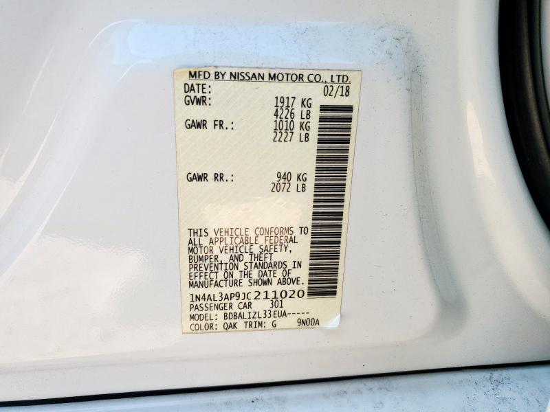 2018 NISSAN ALTIMA 2.5 1N4AL3AP9JC211020
