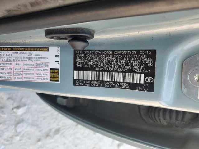 2015 TOYOTA PRIUS JTDKN3DU0F1943209