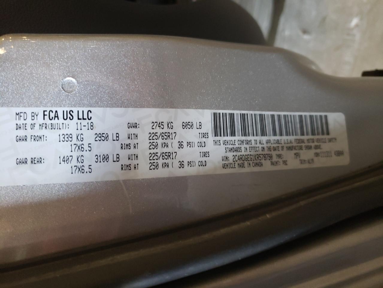 Lot #3316735399 2019 DODGE GRAND CARA