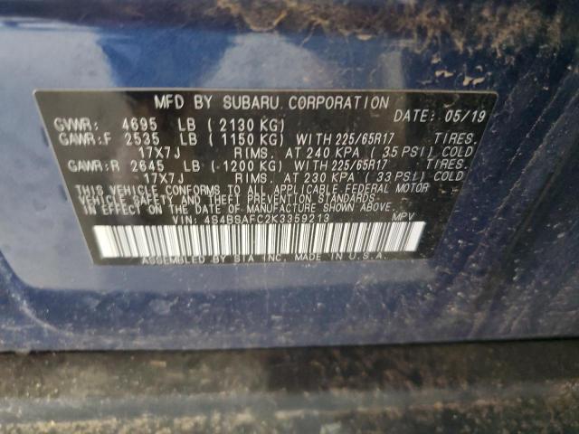 2019 SUBARU OUTBACK 2.5I PREMIUM 4S4BSAFC2K3359213