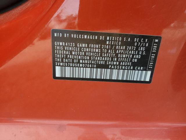 2019 VOLKSWAGEN JETTA SEL 3VWE57BU5KM070610