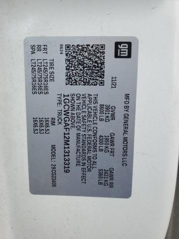 2021 CHEVROLET EXPRESS G2500 1GCWGAF12M1313319