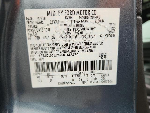 2010 FORD ESCAPE LIM - 1FMCU0E75AKD45470