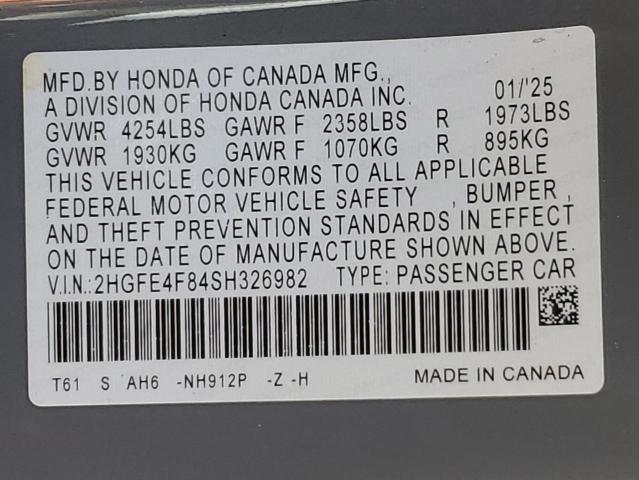 2025 HONDA CIVIC SPOR - 2HGFE4F84SH326982