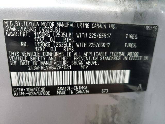 2016 TOYOTA RAV4 XLE - 2T3WFREV8GW287031