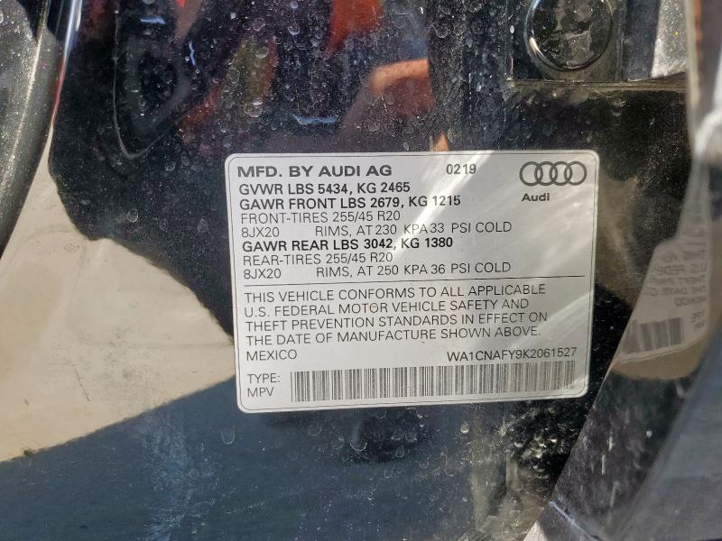 2019 AUDI Q5 PRESTIG WA1CNAFY9K2061527