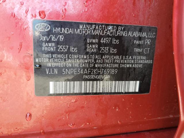 2019 HYUNDAI SONATA LIM 5NPE34AF2KH769189