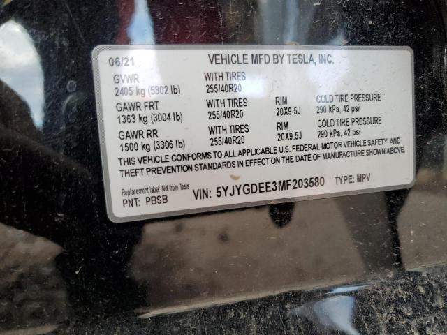 2021 TESLA MODEL Y - 5YJYGDEE3MF203580